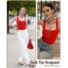 imageAvidlove Bodysuits for Women Button Down Square Neck Sleeveless Body Suit Snap Closure Double Lined Tank Tops BodysuitRed