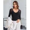 imageAvidlove Long Sleeve Bodysuit for Women Sexy V Neck Mesh Ruched Shapewear Body Suits Going Out Leotard TopsBlack