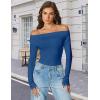 imageAvidlove Women Off the Shoulder Long Sleeve Bodysuit Double Lined Thong Body Suits Tops Soft Sexy OutfitsBlue
