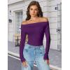 imageAvidlove Women Off the Shoulder Long Sleeve Bodysuit Double Lined Thong Body Suits Tops Soft Sexy OutfitsPurple
