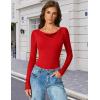imageAvidlove Women Off the Shoulder Long Sleeve Bodysuit Double Lined Thong Body Suits Tops Soft Sexy OutfitsRed