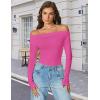 imageAvidlove Women Off the Shoulder Long Sleeve Bodysuit Double Lined Thong Body Suits Tops Soft Sexy OutfitsRose Red