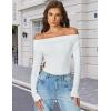 imageAvidlove Women Off the Shoulder Long Sleeve Bodysuit Double Lined Thong Body Suits Tops Soft Sexy OutfitsWhite