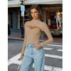 imageAvidlove Womens Long Sleeve Bodysuits Mock Turtle Neck Shapewear Bodysuit Sexy Mesh Bodysuit Two Piece Outfit Cami TopsKhaki