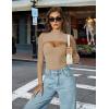 imageAvidlove Womens Long Sleeve Bodysuits Mock Turtle Neck Shapewear Bodysuit Sexy Mesh Bodysuit Two Piece Outfit Cami TopsKhaki