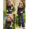 image:imageAvidlove Bell Sleeve Criss Cross V Neck Tops for Women Sheer Mesh Shirt Going Out BlousesBlack