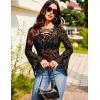 image:imageAvidlove Bell Sleeve Criss Cross V Neck Tops for Women Sheer Mesh Shirt Going Out BlousesLeopard An59