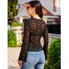 image:imageAvidlove Bell Sleeve Criss Cross V Neck Tops for Women Sheer Mesh Shirt Going Out BlousesLeopard An59