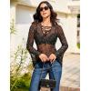 image:imageAvidlove Bell Sleeve Criss Cross V Neck Tops for Women Sheer Mesh Shirt Going Out BlousesStar