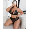 image:imageAvidlove Plus Size Lingerie Set for Women Lace Bra Panties Set 2 Piece LingerieBlack