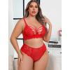 image:imageAvidlove Plus Size Lingerie Set for Women Lace Bra Panties Set 2 Piece LingerieCarmine Red
