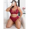 image:imageAvidlove Plus Size Lingerie Set for Women Lace Bra Panties Set 2 Piece LingerieDark Red