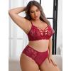 image:imageAvidlove Plus Size Lingerie Set for Women Lace Bra Panties Set 2 Piece LingerieDark Red