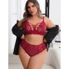 image:imageAvidlove Plus Size Lingerie Set for Women Lace Bra Panties Set 2 Piece LingerieDark Red