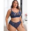 image:imageAvidlove Plus Size Lingerie Set for Women Lace Bra Panties Set 2 Piece LingerieNavy Blue