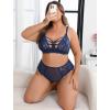 image:imageAvidlove Plus Size Lingerie Set for Women Lace Bra Panties Set 2 Piece LingerieNavy Blue