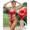 image:imageAvidlove Women Lingeries Deep V Teddy Lingerie Sexy Lace Bodysuit Cut Out One Piece Mini BabydollDeep Red
