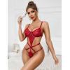 image:imageAvidlove Women Lingeries Deep V Teddy Lingerie Sexy Lace Bodysuit Cut Out One Piece Mini BabydollDeep Red