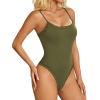 image:imageAvidlove Women Square Neck Lace Bodysuit Sleeveless Spaghetti Strap Tank Top Body SuitsArmy Gren