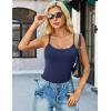 image:imageAvidlove Women Square Neck Lace Bodysuit Sleeveless Spaghetti Strap Tank Top Body SuitsNavy Blue