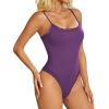image:imageAvidlove Women Square Neck Lace Bodysuit Sleeveless Spaghetti Strap Tank Top Body SuitsPurple