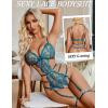 image:imageAvidlove Womens Deep V Teddy Lingerie Sexy Lace Bodysuit Cut Out Garter Lingerie SetsBlue Green