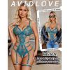 image:imageAvidlove Womens Deep V Teddy Lingerie Sexy Lace Bodysuit Cut Out Garter Lingerie SetsBlue Green