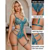 image:imageAvidlove Womens Deep V Teddy Lingerie Sexy Lace Bodysuit Cut Out Garter Lingerie SetsBlue Green