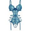 image:imageAvidlove Womens Deep V Teddy Lingerie Sexy Lace Bodysuit Cut Out Garter Lingerie SetsBlue Green
