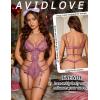 image:imageAvidlove Womens Deep V Teddy Lingerie Sexy Lace Bodysuit Cut Out Garter Lingerie SetsGrape Nectar