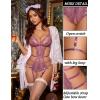 image:imageAvidlove Womens Deep V Teddy Lingerie Sexy Lace Bodysuit Cut Out Garter Lingerie SetsGrape Nectar