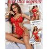 image:imageAvidlove Womens Deep V Teddy Lingerie Sexy Lace Bodysuit Cut Out Garter Lingerie SetsRed