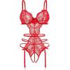 image:imageAvidlove Womens Deep V Teddy Lingerie Sexy Lace Bodysuit Cut Out Garter Lingerie SetsRed