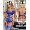 image:imageAvidlove Womens Deep V Teddy Lingerie Sexy Lace Bodysuit Cut Out Garter Lingerie SetsRoyal Blue