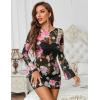 image:imageAvidlove Womens Mesh Dress Backless Bell Sleeve Party Clubwear Mini Bodycon DressesBlack Floral