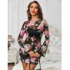 image:imageAvidlove Womens Mesh Dress Backless Bell Sleeve Party Clubwear Mini Bodycon DressesBlack Floral