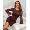 image:imageAvidlove Womens Mesh Dress Backless Bell Sleeve Party Clubwear Mini Bodycon DressesBlack Love Heart Print