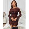 image:imageAvidlove Womens Mesh Dress Backless Bell Sleeve Party Clubwear Mini Bodycon DressesBlack Love Heart Print