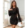 image:imageAvidlove Womens Mesh Dress Backless Bell Sleeve Party Clubwear Mini Bodycon DressesGeo Patternblack