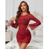 image:imageAvidlove Womens Mesh Dress Backless Bell Sleeve Party Clubwear Mini Bodycon DressesRed Leopard Print