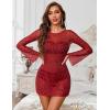 image:imageAvidlove Womens Mesh Dress Backless Bell Sleeve Party Clubwear Mini Bodycon DressesRed Leopard Print