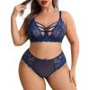 image:imageAvidlove Plus Size Lingerie Set for Women Lace Bra Panties Set 2 Piece LingerieNavy Blue