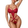 image:imageAvidlove Women Lingeries Deep V Teddy Lingerie Sexy Lace Bodysuit Cut Out One Piece Mini BabydollDeep Red