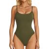 image:imageAvidlove Women Square Neck Lace Bodysuit Sleeveless Spaghetti Strap Tank Top Body SuitsArmy Gren
