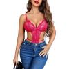 image:imageAvidlove Womens Deep V Teddy Lingerie Sexy Lace Bodysuit Cut Out Garter Lingerie SetsRose Red