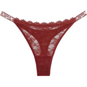 image:imageAvidlove Lace Thongs for Women with RhinestoneEmbellished Strap Cheeky Underwear Sexy Panties 13 PackWine Red