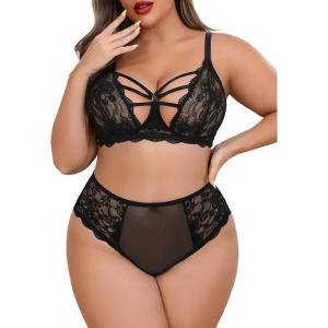 image:imageAvidlove Plus Size Lingerie Set for Women Lace Bra Panties Set 2 Piece LingerieBlack