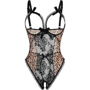 image:imageAvidlove Women One Piece Lingerie Sexy Lace Babydoll Mini BodysuitKhaki Leopard