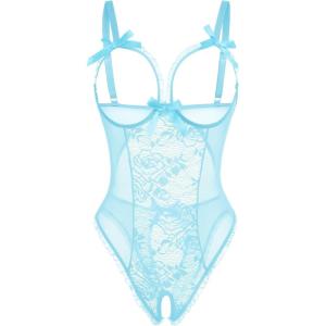 image:imageAvidlove Women One Piece Lingerie Sexy Lace Babydoll Mini BodysuitLight Blue