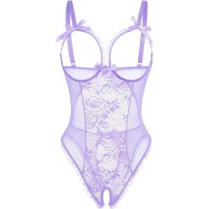image:imageAvidlove Women One Piece Lingerie Sexy Lace Babydoll Mini BodysuitLilac